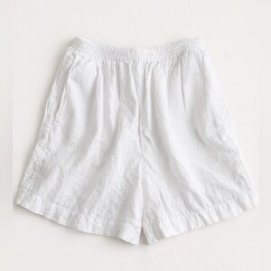 Harvé Benard | White Linen Blend Shorts |Elastic Waist Pockets Women | M/L